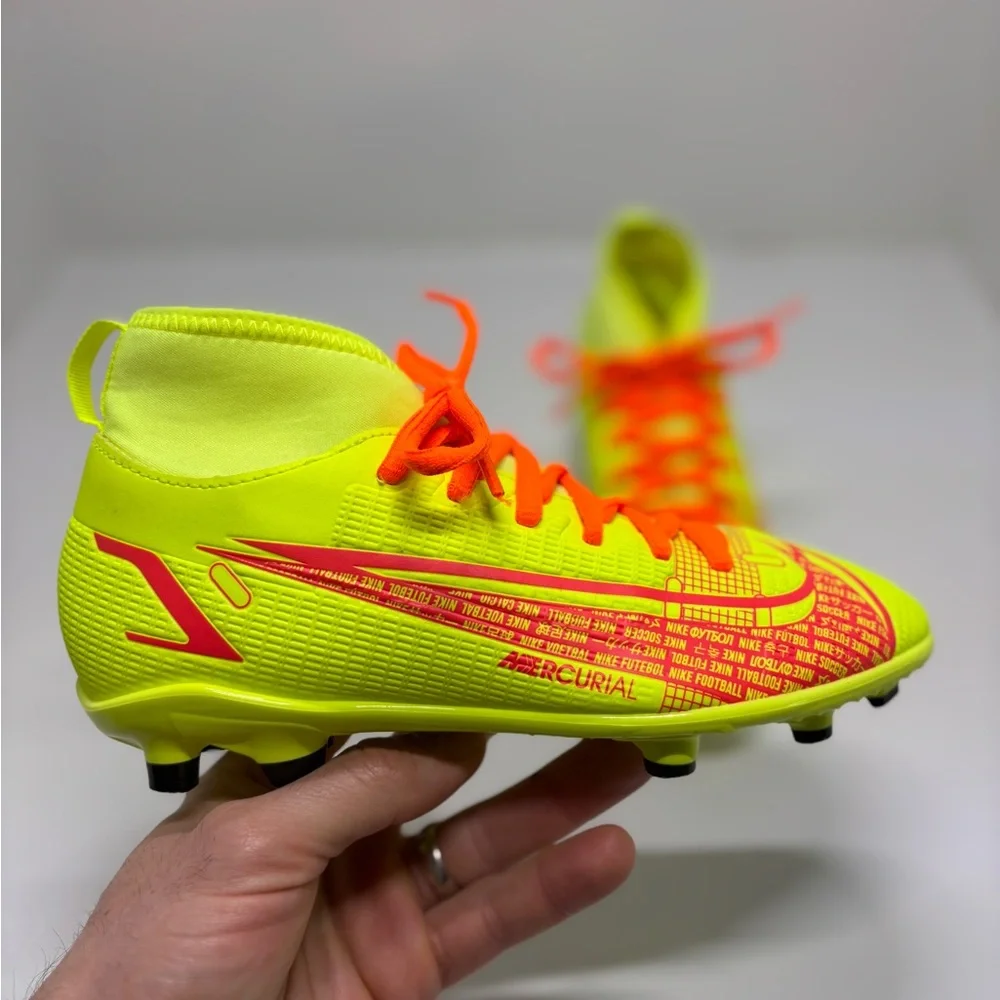 Nike Jr Mercurial Superfly 8 Academy FG/MG Volt Crimson Soccer Cleats Youth 3.5Y